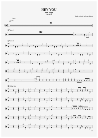 Pink Floyd Hey You score for Drums