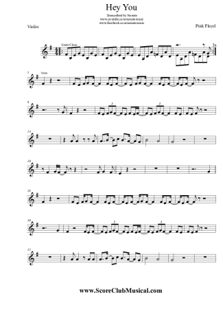 Pink Floyd Hey You score for Violin