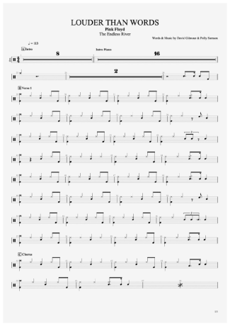 Pink Floyd Louder Than Words score for Drums