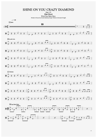 Pink Floyd Shine On You Crazy Diamond (Part VI) score for Drums