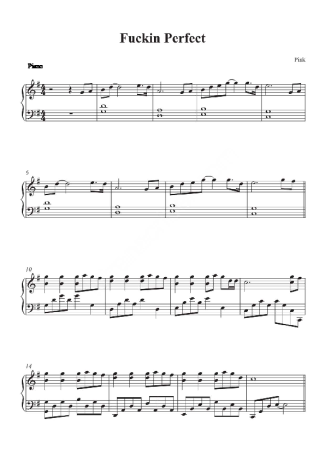 Pink Fuckin Perfect score for Piano