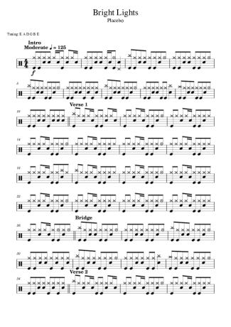 Placebo Bright Lights score for Drums