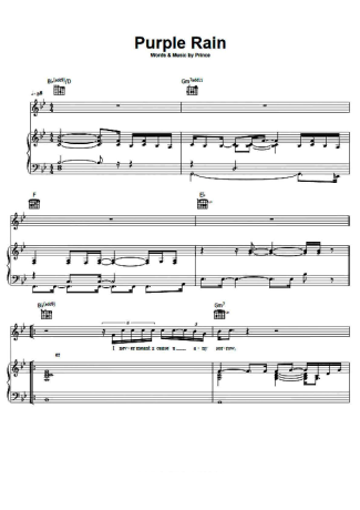 Prince Purple Rain score for Piano