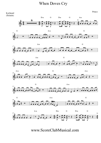Prince When Doves Cry score for Keyboard
