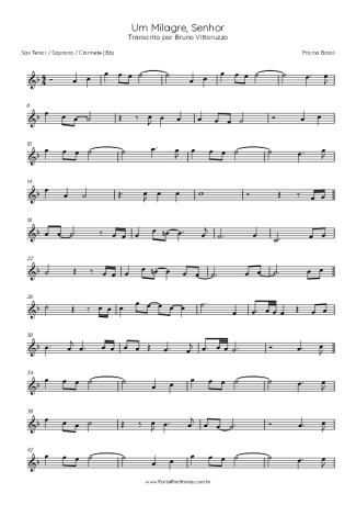 Prisma Brasil Um Milagre Senhor score for Tenor Saxophone Soprano (Bb)