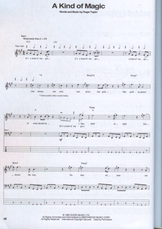 Queen A Kind Of Magic score for Bass