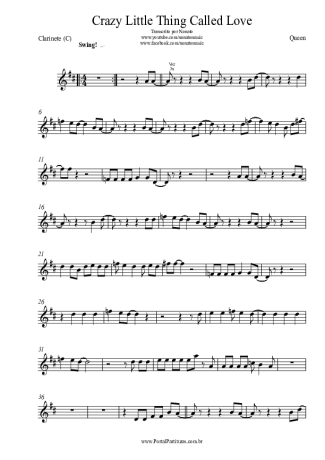 Queen Crazy Little Thing Called Love score for Clarinet (C)