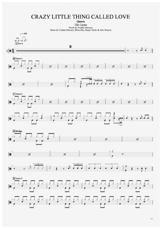 Queen Crazy Little Thing Called Love score for Drums