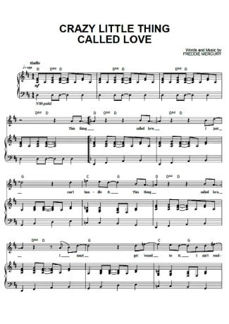 Queen Crazy Little Thing Called Love score for Piano