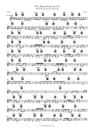 Queen The Show Must Go On score for Acoustic Guitar
