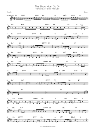 Queen The Show Must Go On score for Keyboard