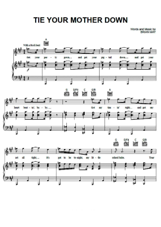 Queen Tie Your Mother Down score for Piano