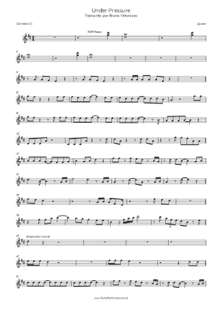 Queen  score for Clarinet (C)