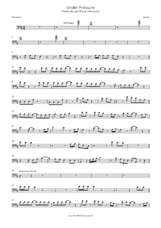 Queen Under Pressure score for Trombone