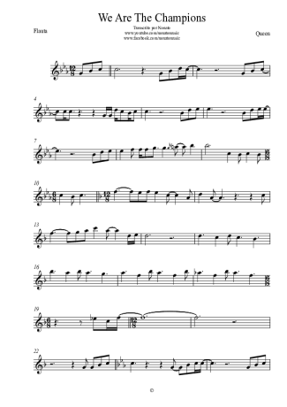 Queen We Are The Champions score for Flute