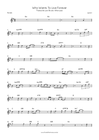 Queen Who Wants To Live Forever score for Keyboard