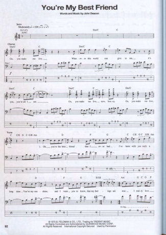 Queen You´re My Best Friend score for Bass