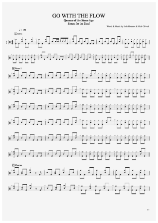 Queens Of The Stone Age Go With The Flow score for Drums