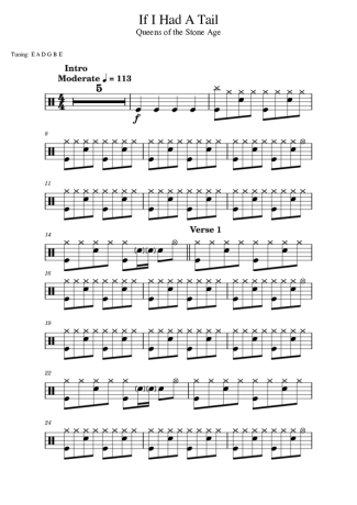 Queens Of The Stone Age If I Had A Tail score for Drums