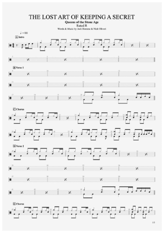 Queens Of The Stone Age The Lost Art Of Keeping A Secret score for Drums