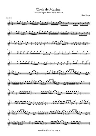 Raça Negra Cheia De Manias score for Alto Saxophone