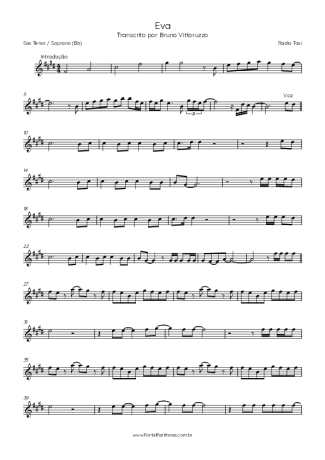 Radio Taxi  score for Tenor Saxophone Soprano (Bb)