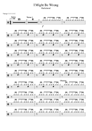 Radiohead I Might Be Wrong (Drums 2) score for Drums