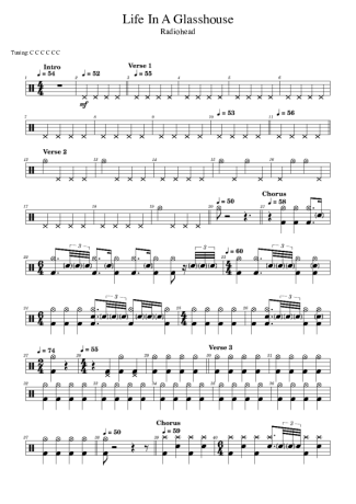 Radiohead Life In A Glasshouse score for Drums