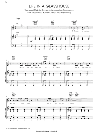 Radiohead Life In A Glasshouse score for Piano