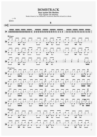 Rage Against The Machine Bombtrack score for Drums