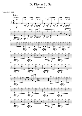 Rammstein Du Riechst So Gut score for Drums