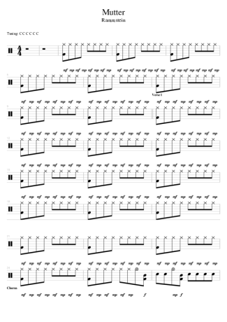 Rammstein Mutter score for Drums
