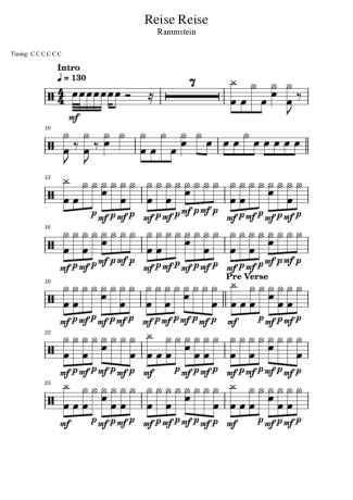 Rammstein Reise Reise score for Drums