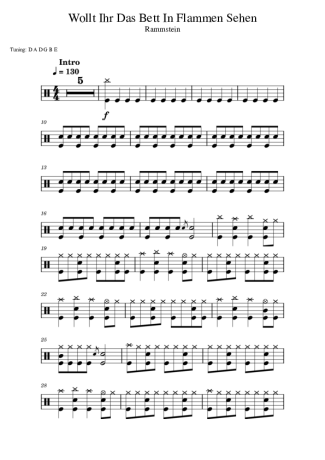 Rammstein Wollt Ihr Das Bett In Flammen Sehen score for Drums
