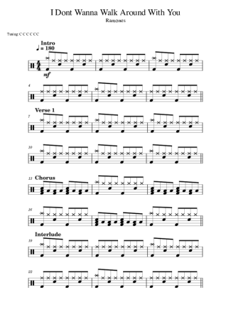Ramones I Dont Wanna Walk Around With You score for Drums