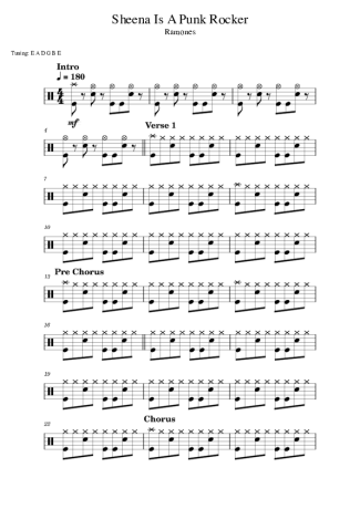 Ramones Sheena Is A Punk Rocker score for Drums