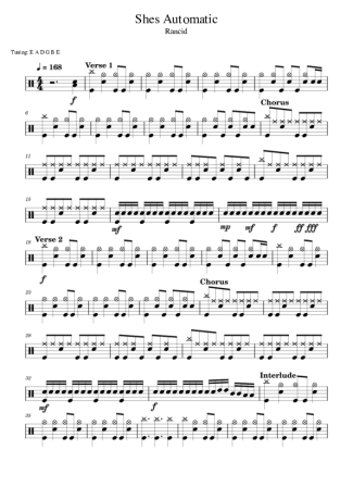 Rancid She´s Automatic score for Drums