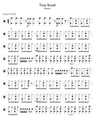 Rancid Time Bomb score for Drums