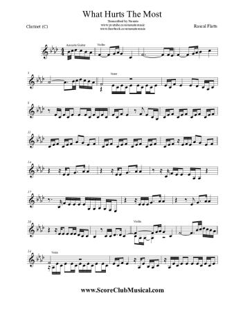 Rascal Flatts What Hurts The Most score for Clarinet (C)