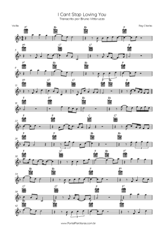 Ray Charles I Can´t Stop Loving You score for Acoustic Guitar