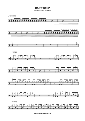 Red Hot Chili Peppers Can’t Stop score for Drums