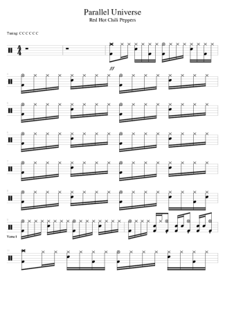 Red Hot Chili Peppers Parallel Universe score for Drums