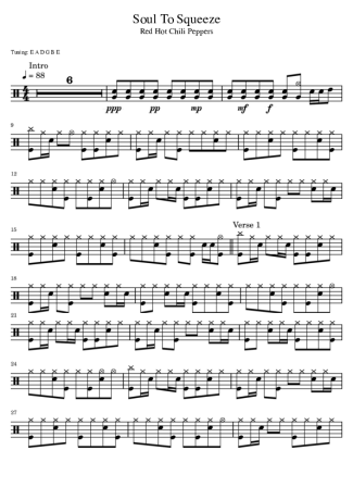 Red Hot Chili Peppers Soul To Squeeze score for Drums