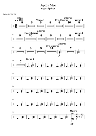 Regina Spektor Apres Moi score for Drums