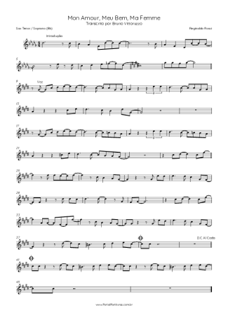 Reginaldo Rossi Mon Amour Meu Bem Ma Femme score for Tenor Saxophone Soprano (Bb)