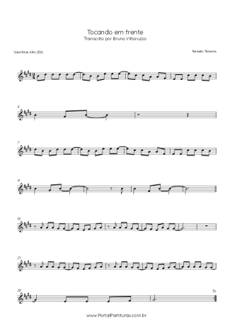 Renato Teixeira Tocando Em Frente score for Alto Saxophone