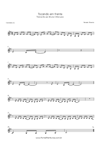 Renato Teixeira Tocando Em Frente score for Clarinet (C)