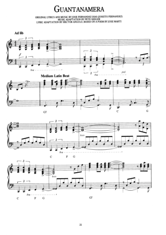 Richard Clayderman Guantanamera score for Piano