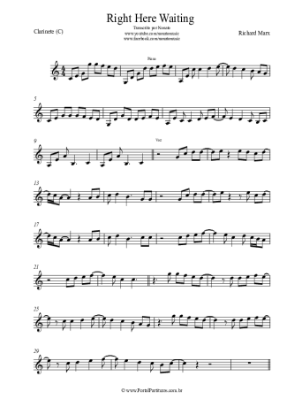Richard Marx Right Here Waiting score for Clarinet (C)