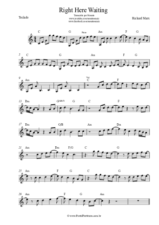 Richard Marx Right Here Waiting score for Keyboard
